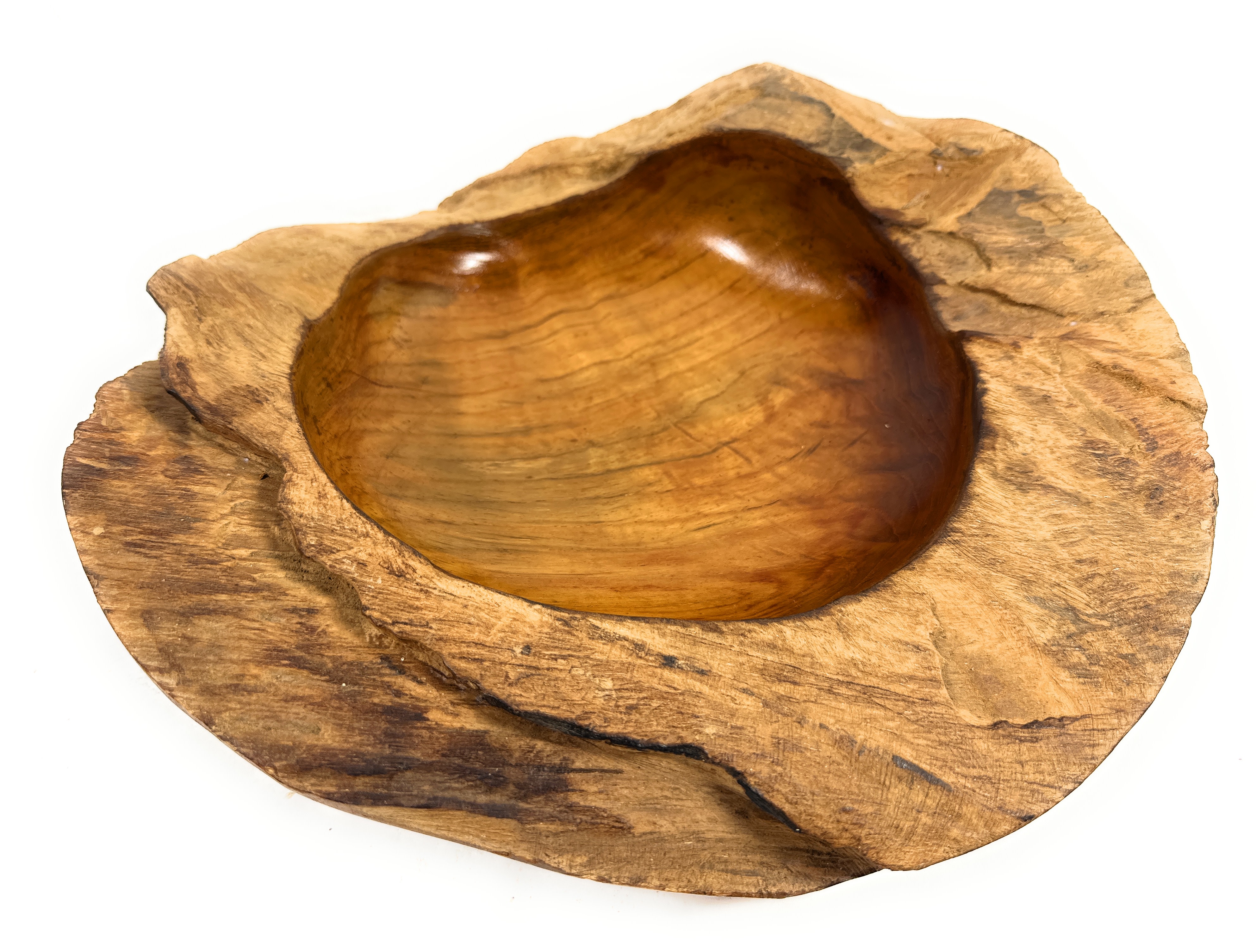 Curly Rustic Teak Wooden Bowl 15 inch X 4 inch X 16 inch Teak Root Centerpiece | #HWA204 Curly Rustic Teak Wooden Bowl 15 inch X 4 inch X 16 inch Teak Root Centerpiece | #HWA204